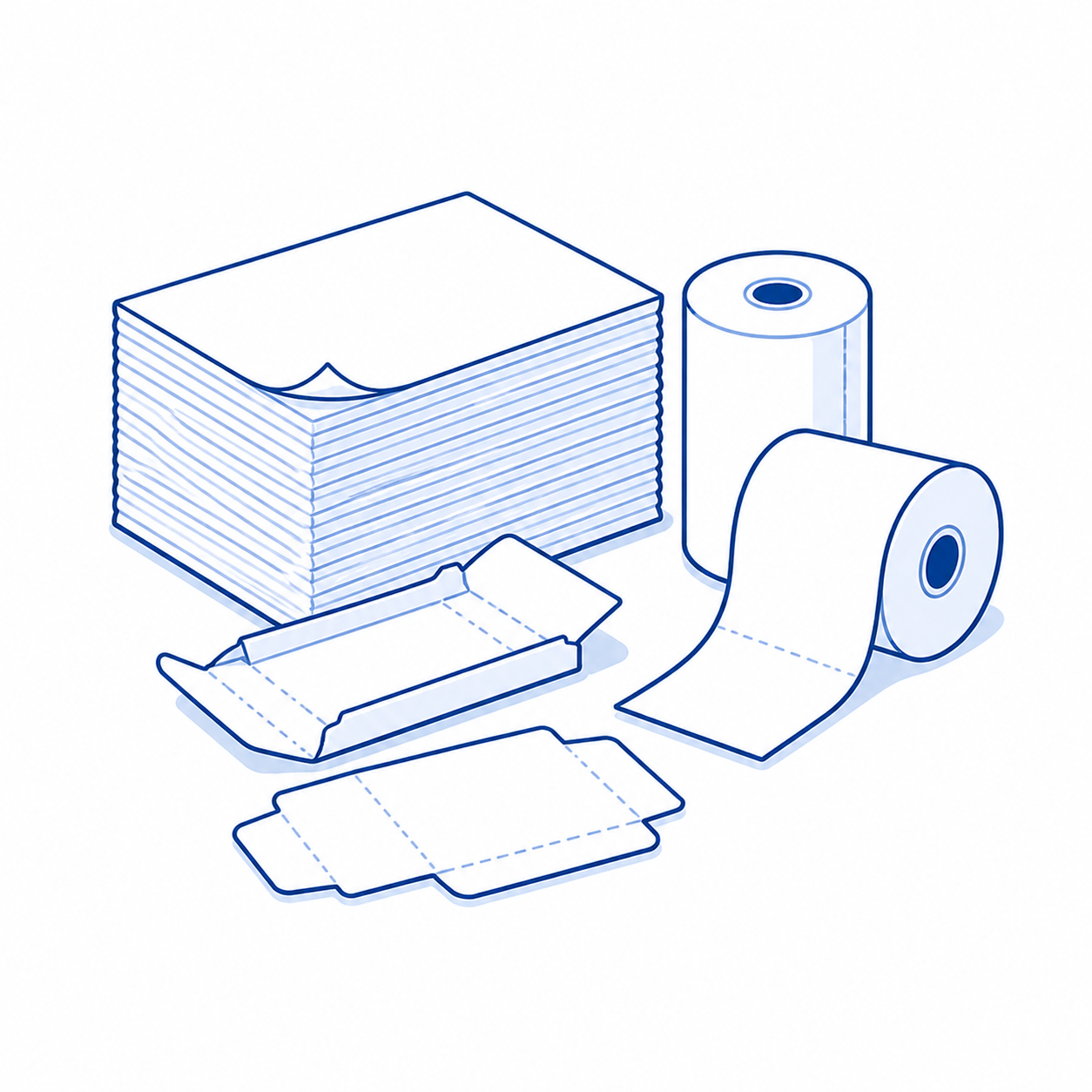 Papír, přířezy a pokladní kotoučky