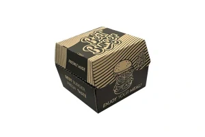 Krabička na hamburger kraft s potiskem 130 × 130 × 110 mm (100 ks)