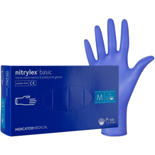 Jednorázové rukavice nitril  M - modré, nepudrované (100 ks/balení) 
