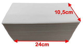 Ručníky ZZ 2-vrstvé bílé, 100% celulóza 24x21 cm (balení 2880 ks)