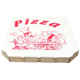 Krabice na pizzu 33 cm bílá s potiskem - Pizza box 330×330 mm (150 ks)